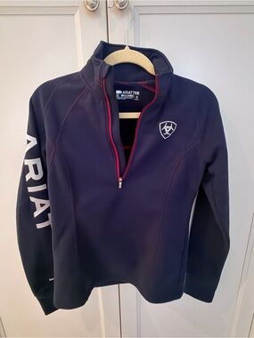 Ariat Navy Half-Zip Pullover with Red Zip Trim